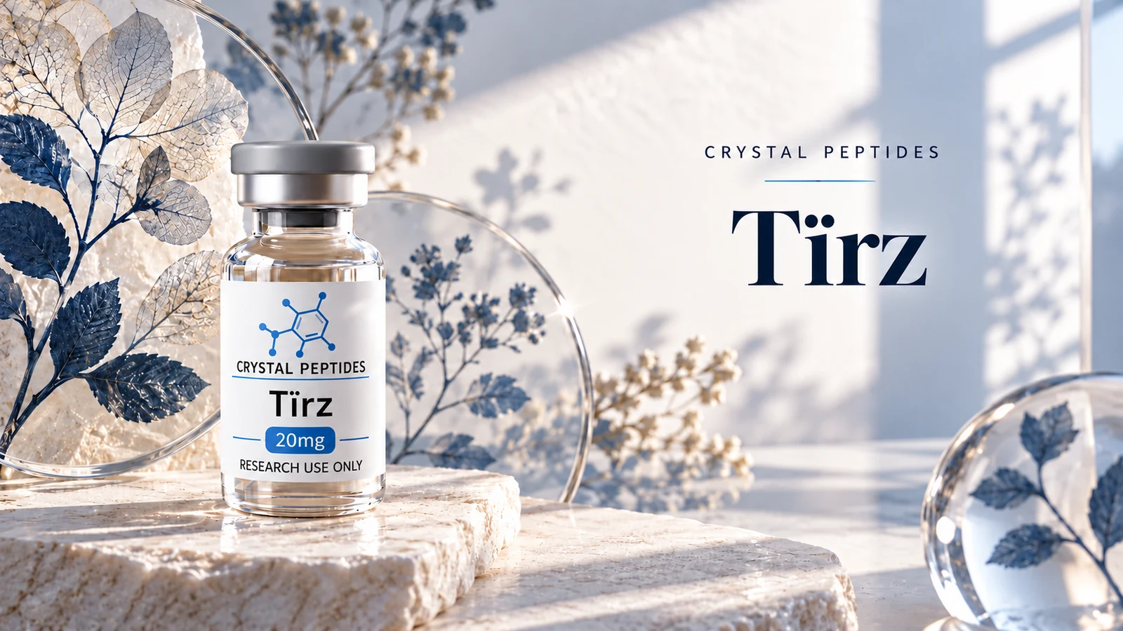Szerkesztőségi termékillusztráció: Tïrz — Crystal Peptides.